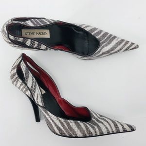 STEVE MADDEN Zebra Pointed Toe Liquid Style Heel 9